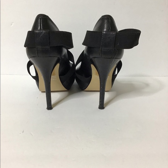 🚨Bakers Black peep toe leather Strappy heels 7 - Picture 2 of 6